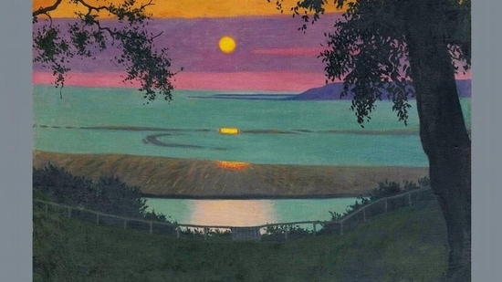 A classic artist's depiction of a sunset: Félix Vallotton, 'Sunset at Grâce, orange and violet sky' (1918)(Privatsammlung)