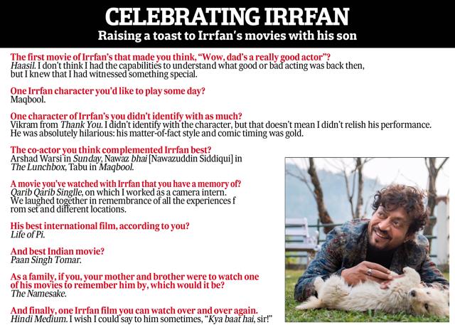 Raising a toast to Irrfan’s movies with his son Raising a toast to Irrfan’s movies with his son