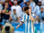 Argentina's forward Lionel Messi reacts during the Qatar 2022 World Cup Group C football match between Argentina and Saudi Arabia at the Lusail Stadium Argentina's forward Lionel Messi reacts during the Qatar 2022 World Cup Group C football match between Argentina and Saudi Arabia at the Lusail Stadium