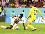 Portugal's Diogo Costa in action with Ghana's Inaki Williams.