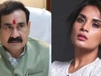 Madhya Pradesh home minister Narottam Mishra and actor Richa Chadha. 