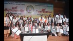 Uttar Pradesh governor Anandiben Patel and state technical education minister Ashish Patel at AKTU convocation. (HT photo) Uttar Pradesh governor Anandiben Patel and state technical education minister Ashish Patel at AKTU convocation. (HT photo)