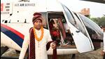 The chopper landed in an adjoining field near the bride’s house for ‘baraat’ (Santosh Kumar/HT Photo) The chopper landed in an adjoining field near the bride’s house for ‘baraat’ (Santosh Kumar/HT Photo)