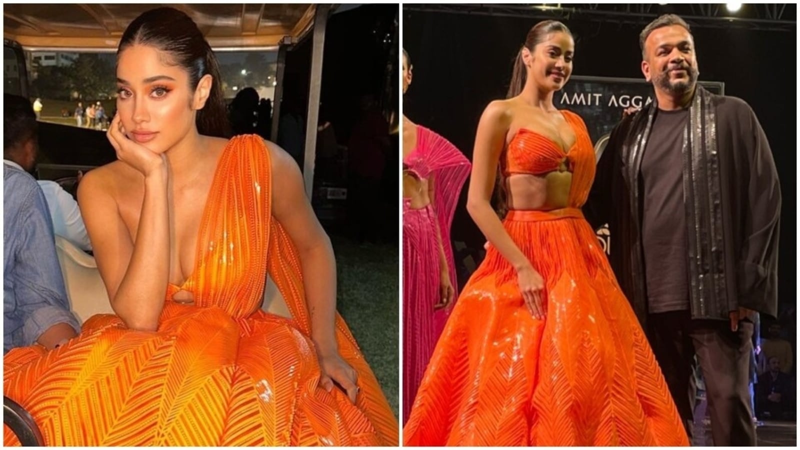Janhvi Kapoor’s bold makeup with sultry orange lehenga wins the night as she turns showstopper at fashion show | Fashion Trends