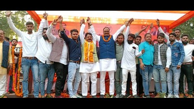 Uttar Pradesh deputy chief minister Brajesh Pathak in Mainpuri on Saturday. (HT) Uttar Pradesh deputy chief minister Brajesh Pathak in Mainpuri on Saturday. (HT)