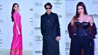 Aditi Rao Hydari, Vijay Varma and Gabriella Demetriades grab eyeballs at the fashion event. (HT Photo/Varinder Chawla) Aditi Rao Hydari, Vijay Varma and Gabriella Demetriades grab eyeballs at the fashion event. (HT Photo/Varinder Chawla)