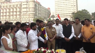 Maharashtra Governor Bhagat Singh Koshyari and Chief Minister Eknath Shinde paid floral tributes to the martyrs on Saturday. (ANI)