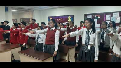 Students of GD Goenka Public School administered oath on Constitution day on Saturday (HT Photo) Students of GD Goenka Public School administered oath on Constitution day on Saturday (HT Photo)