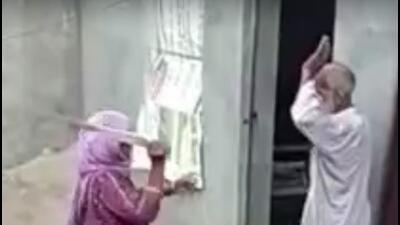 The Khanna police on November 23 lodged an FIR against Manga Singh of Basant Nagar of Khanna along with his mother Satwant Kaur for thrashing his father, Jaila, 60, brutally with sticks after someone recorded the video and made it viral on social networking sites. The police lodged the FIR after taking suo motu action. (Video grab) The Khanna police on November 23 lodged an FIR against Manga Singh of Basant Nagar of Khanna along with his mother Satwant Kaur for thrashing his father, Jaila, 60, brutally with sticks after someone recorded the video and made it viral on social networking sites. The police lodged the FIR after taking suo motu action. (Video grab)