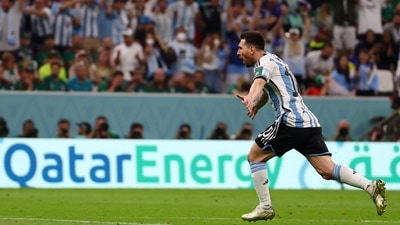 Messi now has eight World Cup goals in 21 games, the same as Diego Maradona who played as many games in this quadrennial showpiece (REUTERS)