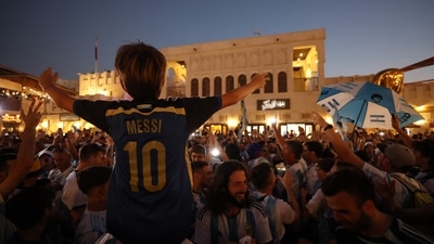 FIFA World Cup Qatar 2022: Argentina fans ahead of the match in Doha, Qatar. (REUTERS)