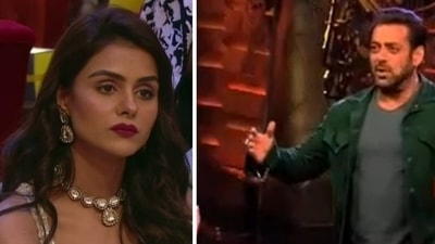 Priyanka Chahar Choudhary and Salman Khan in stills from the Bigg Boss 16 promo.
