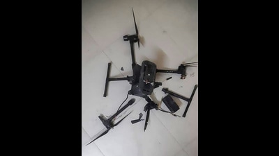 Border Security Force shot down a drone that entered from Pakistan in Punjab's Amritsar district. (PTI Photo) (PTI) Border Security Force shot down a drone that entered from Pakistan in Punjab's Amritsar district. (PTI Photo) (PTI)