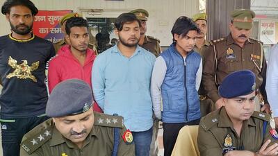 Ghaziabad, India - November 26 2022: Ghaziabad Police addressing the media about raid and bursting an illegal weapon factory and arrest of four accused in the case, in Ghaziabad, India on Saturday, November 26, 2022. (Photo by /Hindustan Times) Ghaziabad, India - November 26 2022: Ghaziabad Police addressing the media about raid and bursting an illegal weapon factory and arrest of four accused in the case, in Ghaziabad, India on Saturday, November 26, 2022. (Photo by /Hindustan Times)