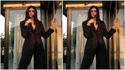 Karishma played muse to fashion designer Ananya Arora and picked the formal ensemble for the pictures. (Instagram/@karishmaktanna) Karishma played muse to fashion designer Ananya Arora and picked the formal ensemble for the pictures. (Instagram/@karishmaktanna)