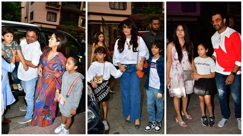 Mira Rajput with son Zain and daughter Misha, Tahira Kashyap with kids and Sharad Kelkar with family at Riaan's birthday bash. (Varinder Chawla) Mira Rajput with son Zain and daughter Misha, Tahira Kashyap with kids and Sharad Kelkar with family at Riaan's birthday bash. (Varinder Chawla)