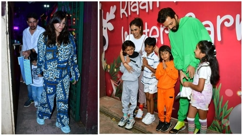 Ekta Kapoor with son and Riteish and Genelia with their sons, niece and nephew at the party. (Varinder Chawla) Ekta Kapoor with son and Riteish and Genelia with their sons, niece and nephew at the party. (Varinder Chawla)