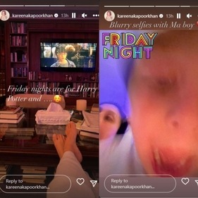Taking to Instagram Stories on Friday evening, Kareena posted pictures of herself and Taimur. Taking to Instagram Stories on Friday evening, Kareena posted pictures of herself and Taimur.