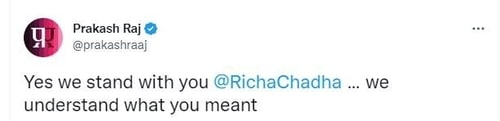 Prakash also supported Richa.
