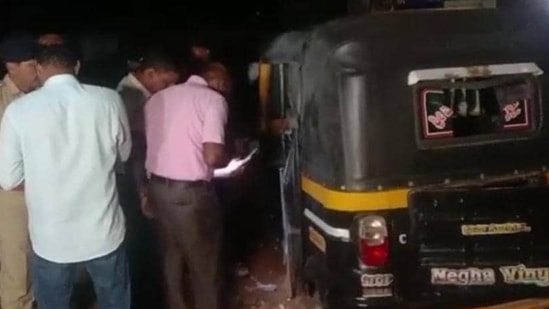 CCTV footage of the incident, captured on two cameras, shows smoke coming out of a moving auto-rickshaw in Mangaluru, police said after an initial investigation. (HT Photo)