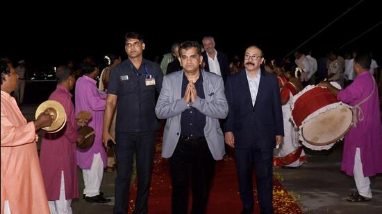 G20 Sherpa Amitabh Kant and chief coordinator Harsh Vardhan Shringla arrived at Swaraj Dweep in South Andaman on Friday. (ANI)