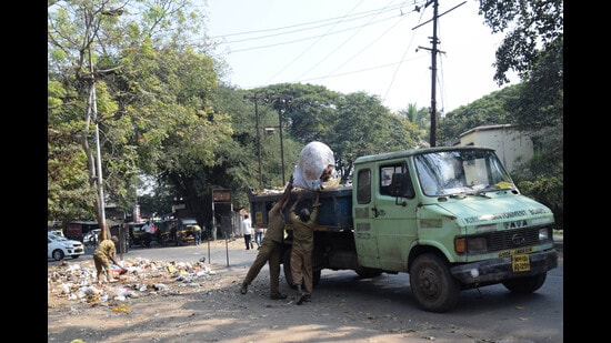 Currently, the PMC has 650 vehicles for garbage transport, of which 153 vehicles are 15-year-old and need to be replaced as per law (HT FILE PHOTO)