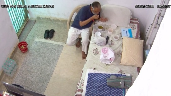 CCTV footage from Tihar jail sources showed Delhi minister Satyendar Jain proper food in the jail. (ANI Photo)