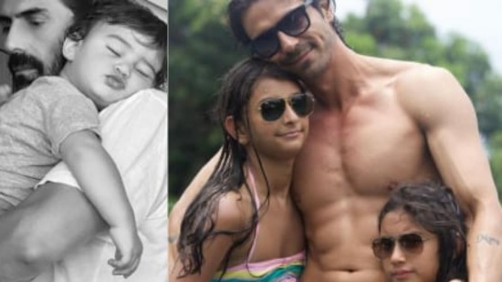 Arjun Rampal in throwback pictures with his children.(Instagram)