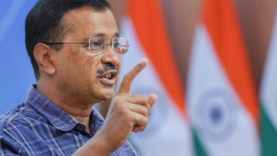 New Delhi: Delhi Chief Minister Arvind Kejriwal addresses the media at his residence, in New Delhi, Saturday, (PTI)