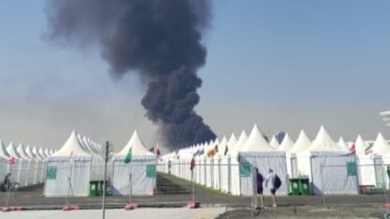 FIFA World Cup 2022: The blaze broke out in a building under construction in the city. (Twitter)