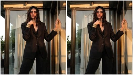 Karishma played muse to fashion designer Ananya Arora and picked the formal ensemble for the pictures.(Instagram/@karishmaktanna)