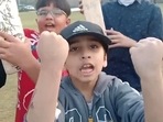 A young fan shows his arms which have been autographed by Babar Azam.(Twitter) A young fan shows his arms which have been autographed by Babar Azam.(Twitter)