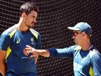 Australia fast bowler Mitchell Starc with former head coach Justin Langer(getty images) Australia fast bowler Mitchell Starc with former head coach Justin Langer(getty images)