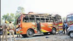 Udhampur, Sep 29 (ANI): Police personnel gather near a site where a blast occured in an empty bus parked at a bus stand, in Udhampur on Thursday. (ANI Photo) (Arun Jasrotia) Udhampur, Sep 29 (ANI): Police personnel gather near a site where a blast occured in an empty bus parked at a bus stand, in Udhampur on Thursday. (ANI Photo) (Arun Jasrotia)