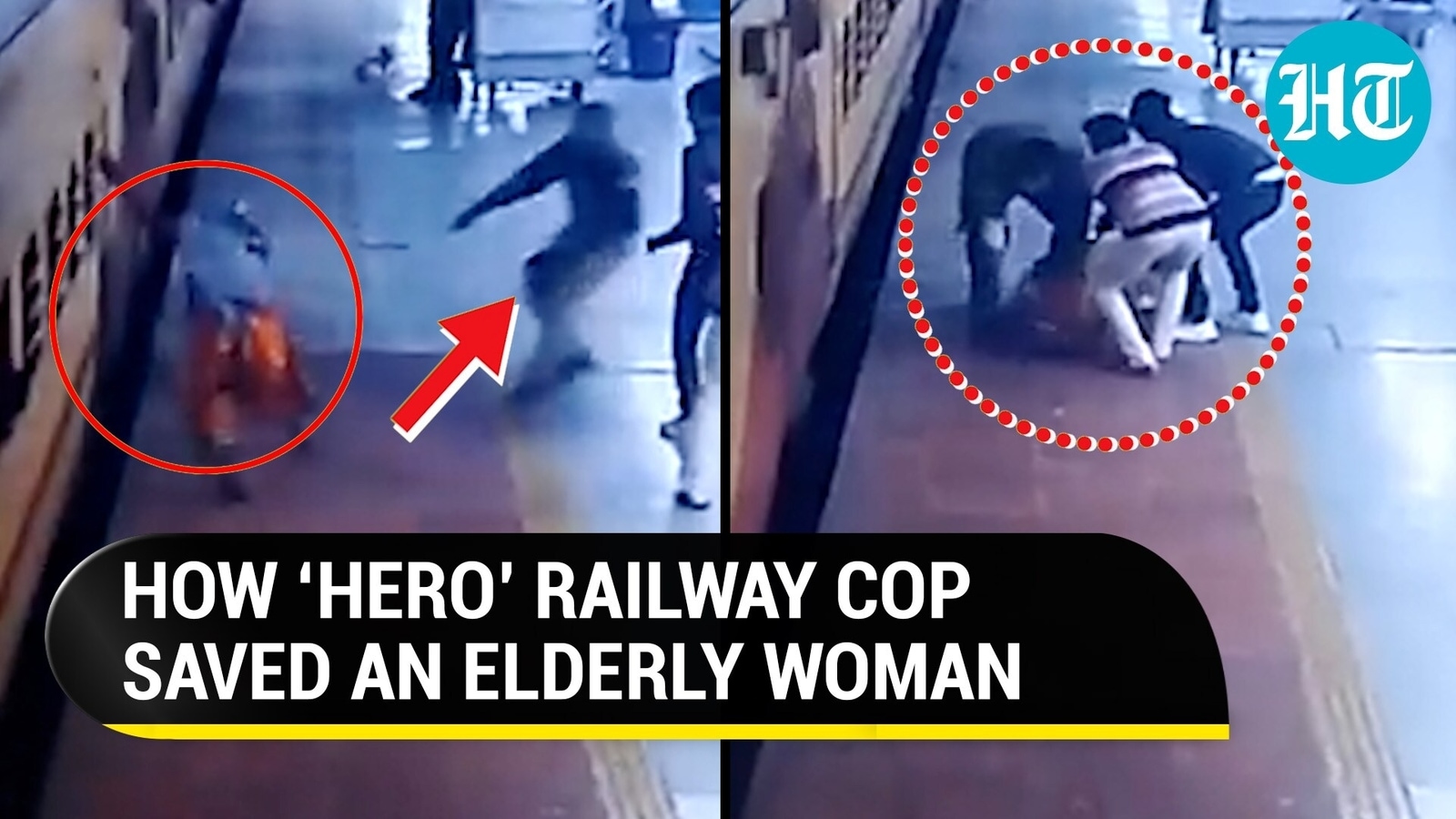 On Cam: Railway cop sprints, rescues woman from under speeding train in ...