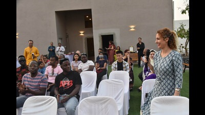 Foreign students participated in an event hosted by the Anam Prem organisation in Baner. (HT PHOTO) Foreign students participated in an event hosted by the Anam Prem organisation in Baner. (HT PHOTO)