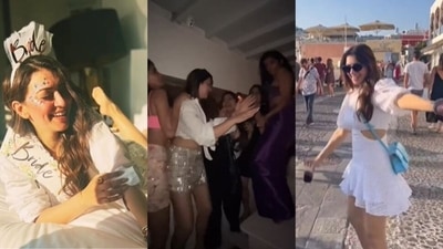 Hansika Motwani shared a video of her bachelorette in Greece.