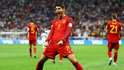 Morata, who replaced Ferran Torres, scored with a delightful flick fetching up to meet Jordi Alba’s ball. (REUTERS)