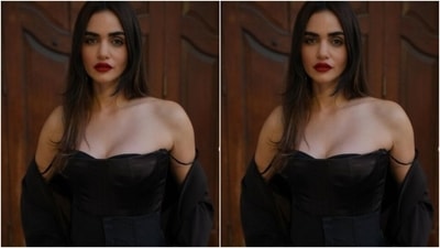 Gabriella decked up in a black off-shoulder corset top and teamed it with a pair of black corset trousers. She added more oomph to her look with a black long coat styled around her arms. In matching heels, she completed her look for the day. (Instagram/@gabriellademetriades) Gabriella decked up in a black off-shoulder corset top and teamed it with a pair of black corset trousers. She added more oomph to her look with a black long coat styled around her arms. In matching heels, she completed her look for the day. (Instagram/@gabriellademetriades)