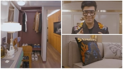 Karan Johar shows the inside of his vanity van. Karan Johar shows the inside of his vanity van.