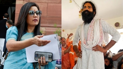 TMC MP Mahua Moitra and yoga guru Baba Ramdev. (PTI, AP) TMC MP Mahua Moitra and yoga guru Baba Ramdev. (PTI, AP)