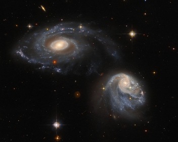 Arp-Madore 608-333 pair of galaxies looked like they were floating side by side. (European Space Agency)