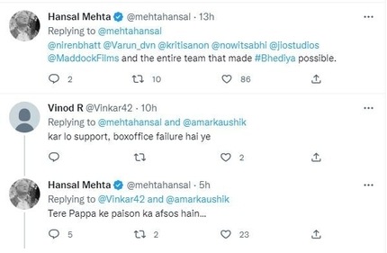 Reacting to his tweet, a Twitter user wrote, "Kar lo support, box office failure hai ye (support it, but this is a box office failure)."