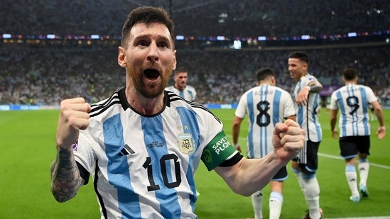 Lionel Messi celebrates during Argentina's match against Mexico in the ongoing FIFA World Cup 2022, at Lusail Stadium, on Sunday.(FIFA World Cup Twitter)