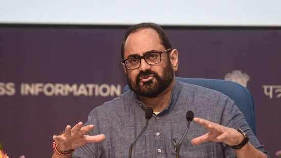 Union minister of state for electronics and IT, skill development, and entrepreneurship Rajeev Chandrasekhar.(PTI) Union minister of state for electronics and IT, skill development, and entrepreneurship Rajeev Chandrasekhar.(PTI)