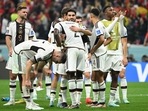Germany's players react at the end of the Qatar 2022 World Cup Group E football match between Spain and Germany at the Al-Bayt Stadium in Al Khor Germany's players react at the end of the Qatar 2022 World Cup Group E football match between Spain and Germany at the Al-Bayt Stadium in Al Khor