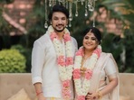 Gautham Karthik, Manjima Mohan at their wedding ceremony in Chennai.
