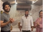 Vijay Deverakonda with his bodyguard and his mom. Vijay Deverakonda with his bodyguard and his mom.