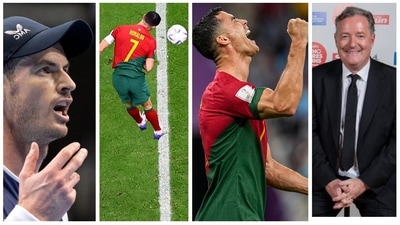 Cristiano Ronaldo was hilariously trolled by netizens for claiming Bruno Fernandes' goal (AP- Piers Morgan Twitter) Cristiano Ronaldo was hilariously trolled by netizens for claiming Bruno Fernandes' goal (AP- Piers Morgan Twitter)