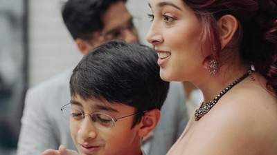 Ira Khan gives a hug to her step brother Azad Rao Khan. Ira Khan gives a hug to her step brother Azad Rao Khan.